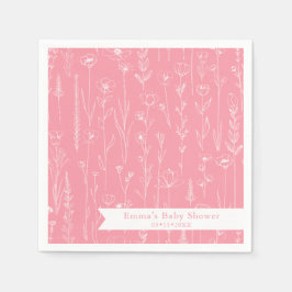 Pink Wildflower Baby Shower | Floral Pattern  Serviette