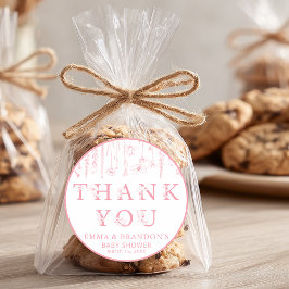 Pink Wildflower Baby Shower Thank You Stickers
