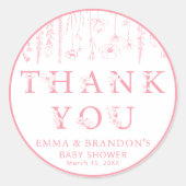 Pink Wildflower Baby Shower Thank You Stickers (Vorderseite)