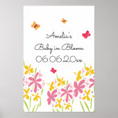 Pink Wildflower Baby Shower Welcome Poster (Vorne)