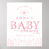 Pink Wildflower Baby Shower Welcome Sign Poster (Vorne)
