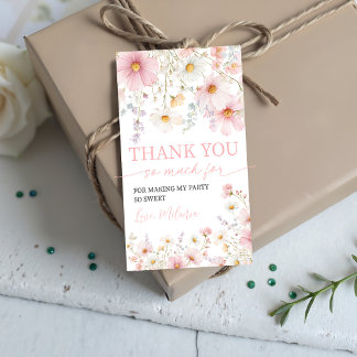 Pink Wildflower Birthday Favor Tags Geschenkanhänger