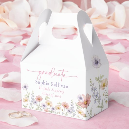 Pink Wildflower Bloom Graduation Party Geschenkschachtel (Hochzeit)