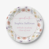 Pink Wildflower Bloom Graduation Party Pappteller (Vorderseite)