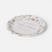 Pink Wildflower Bloom Graduation Party Pappteller (Schrägansicht)