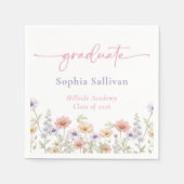 Pink Wildflower Bloom Graduation Party Serviette (Vorderseite)