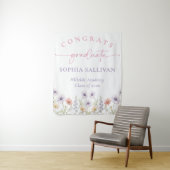 Pink Wildflower Bloom Graduation Party Wandteppich (Beispiel)