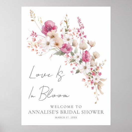 Pink Wildflower Bridal Shower Poster (Vorne)