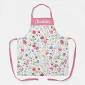 Pink Wildflower Elegant Floral Schürze (Vorderseite)