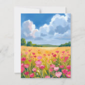 Pink Wildflower Field Floral Watercolor Card (Vorderseite)