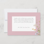Pink Wildflower Garden Elegant Wedding Dankeskarte (Rückseite)