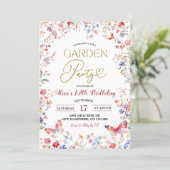 Pink Wildflower Teens Birthday Einladung (Stehend Vorderseite)