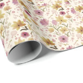 Pink Wildflower Watercolor  Geschenkpapier (Rolleneckpunkt)