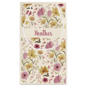 Pink Wildflower Watercolor Monogram Name Kleine Geschenktüte (Rückseite)