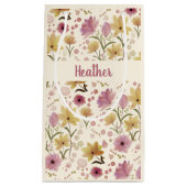 Pink Wildflower Watercolor Monogram Name Kleine Geschenktüte (Vorderseite)