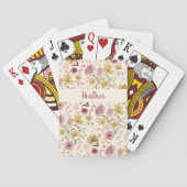 Pink Wildflower Watercolor Monogram Name Spielkarten (Rückseite)