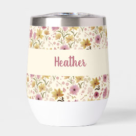 Pink Wildflower Watercolor Monogram Named