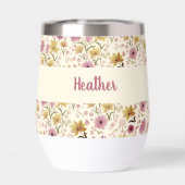 Pink Wildflower Watercolor Monogram Named (Rückseite)