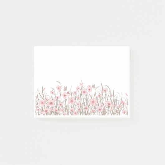 Pink Wildflowers  Post-it Klebezettel (Vorderseite)