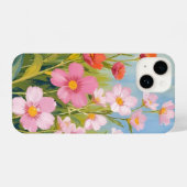 Pink Wildflowers | Watercolor Floral Painting iPhone Hülle (Rückseite (Horizontal))