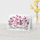 Pink Wildlfowers Birthday Grußkarte Karte (Gelbe Blume)