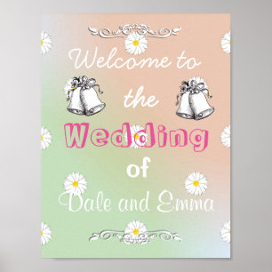 Pink Willkommen bei der Hochzeit des Posters (Name Poster