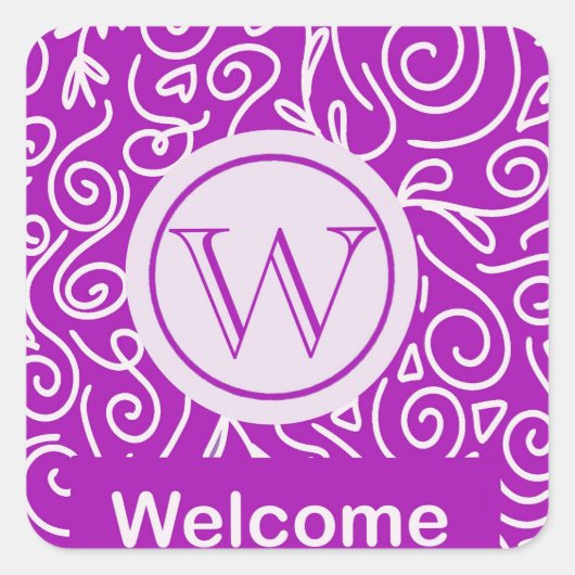 Pink Willkommensticket Quadratischer Aufkleber (Vorderseite)