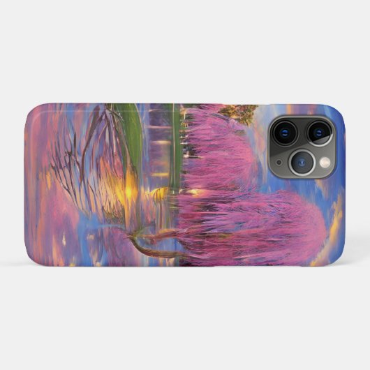 Pink Willow tree bei Sonnenuntergang am Teich Case-Mate iPhone Hülle (Rückseite (Horizontal))