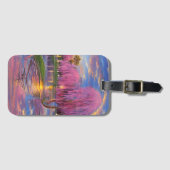 Pink Willow tree bei Sonnenuntergang am Teich Gepäckanhänger (Vorderseite (Horizontal))