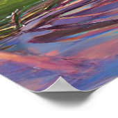 Pink Willow tree bei Sonnenuntergang am Teich Poster (Ecke)