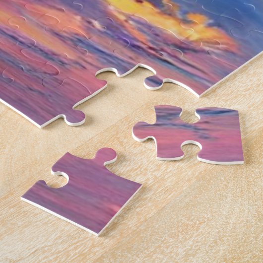 Pink Willow tree bei Sonnenuntergang am Teich Puzzle (Seite)