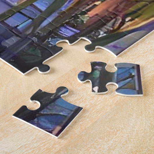 Pink Willow tree bei Sonnenuntergang am Teich Puzzle (Seite)