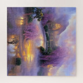 Pink Willow tree bei Sonnenuntergang am Teich Puzzle (Horizontal)