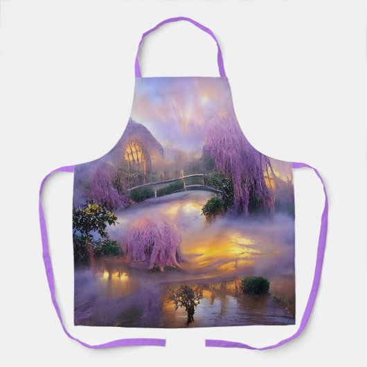 Pink Willow tree bei Sonnenuntergang am Teich Schürze (Vorderseite)