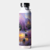 Pink Willow tree bei Sonnenuntergang am Teich Trinkflasche (Links)