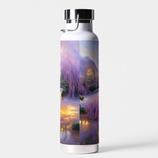 Pink Willow tree bei Sonnenuntergang am Teich Trinkflasche (Rechts)