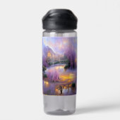 Pink Willow tree bei Sonnenuntergang am Teich Trinkflasche (Rückseite)