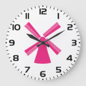 Pink Windmill Große Wanduhr (Vorderseite)