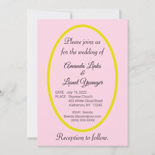 Pink Window Wedding Einladung (Vorderseite)