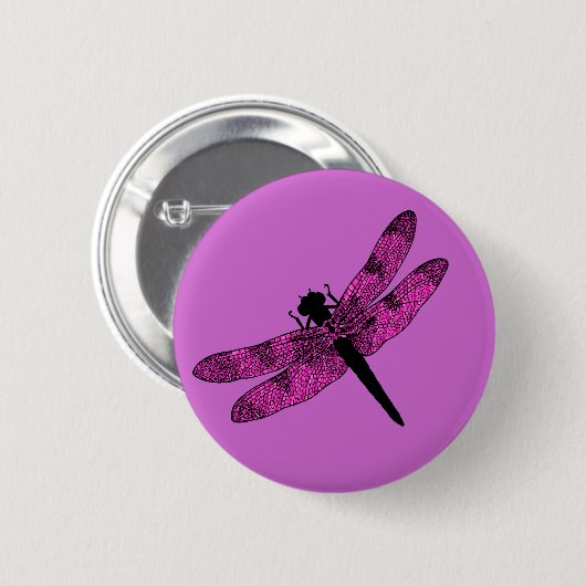 Pink Winged Dragonfly Button (Vorne & Hinten)