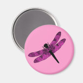 Pink Winged Dragonfly Magnet (Vorderseite/Rückseite)