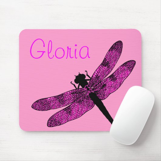 Pink Winged Dragonfly Mousepad (Mit Mouse)
