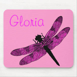 Pink Winged Dragonfly Mousepad