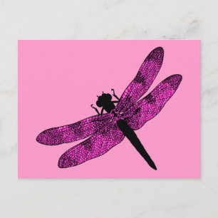 Pink Winged Dragonfly Postkarte