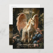 Pink Winged Unicorn Magisches Schloss Pegasus Postkarte (Vorne/Hinten)