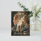 Pink Winged Unicorn Magisches Schloss Pegasus Postkarte (Stehend Vorderseite)