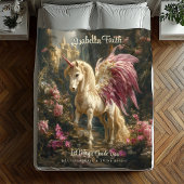 Pink Winged Unicorn Woodland Fleecedecke