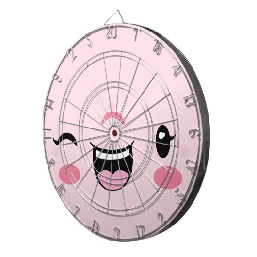 Pink Winking Kawaii Face Dart Board Dartscheibe (Vorderseite rechts)