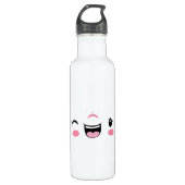 Pink Winking Kawaii Face Edelstahlflasche (Vorderseite)