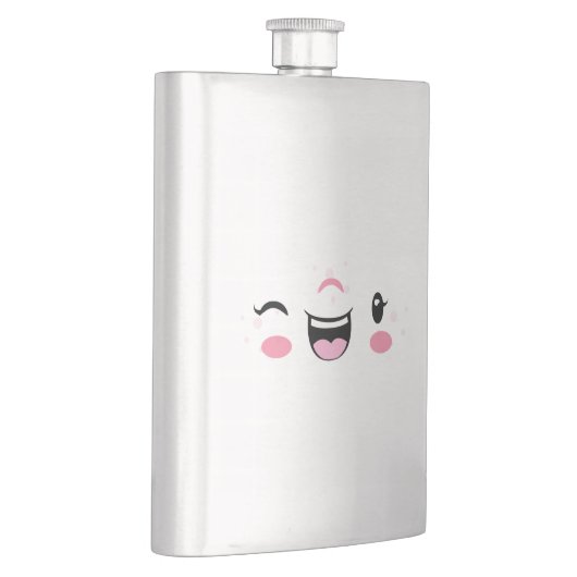 Pink Winking Kawaii Face Flask Flachmann (Rechts)